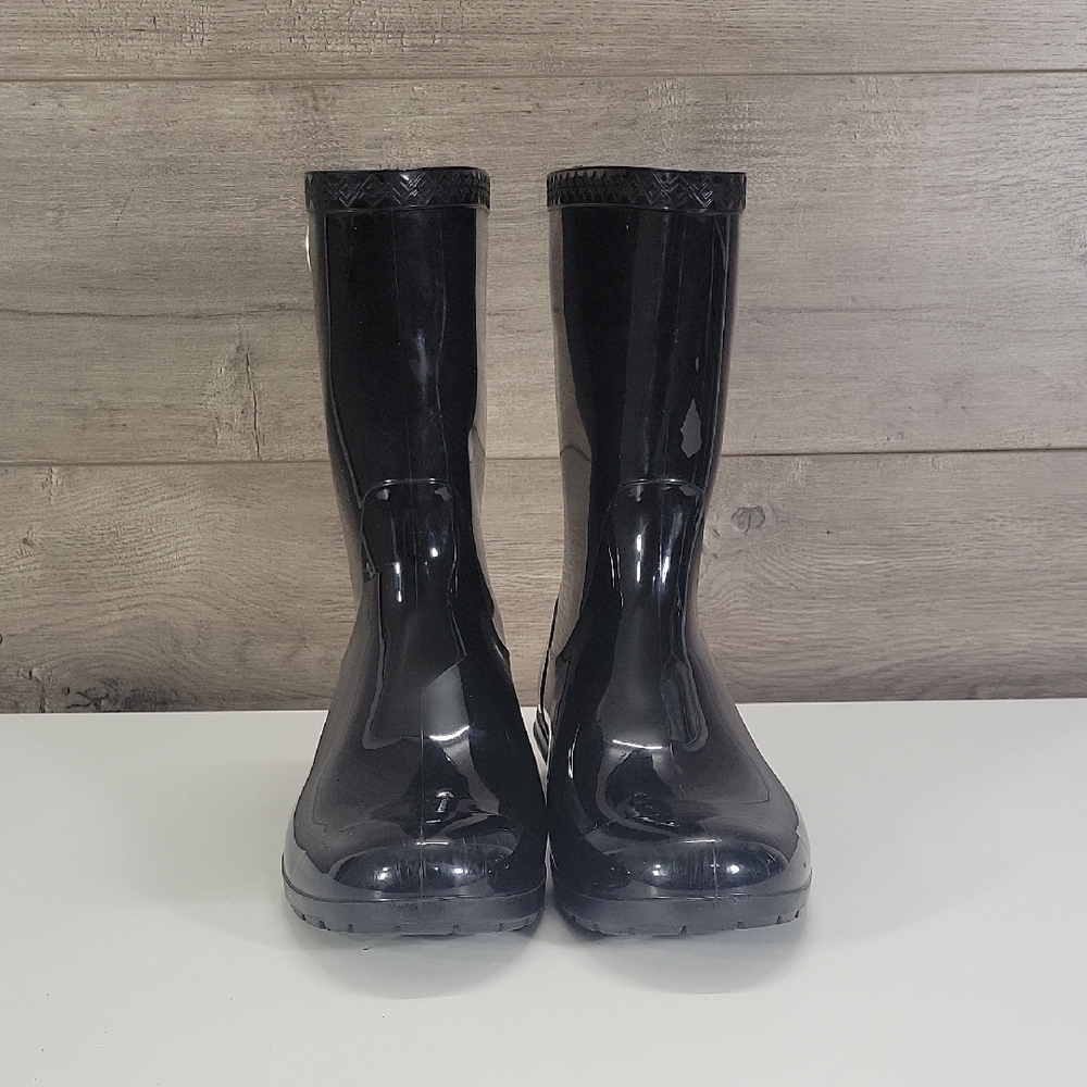 UGG Women's Glossy Black Tall Rain Boots Sz 9